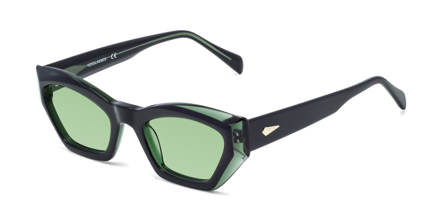 Angle of 1549 in Emerald with Medium Green Tinted Lenses
