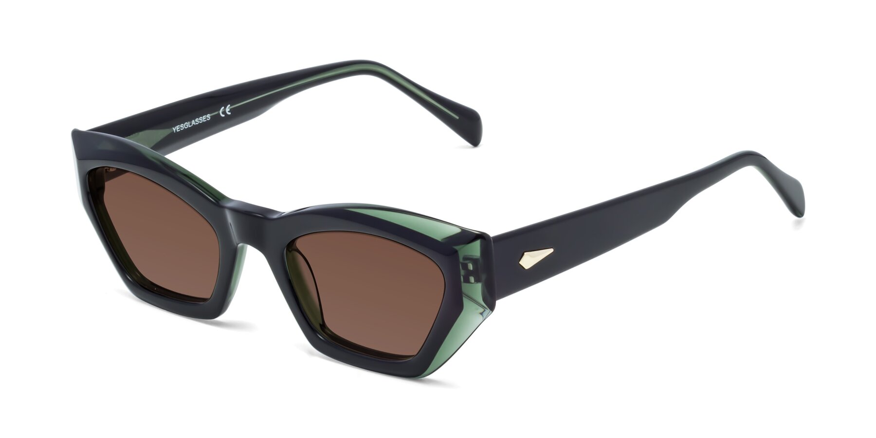 Angle of 1549 in Emerald with Brown Tinted Lenses