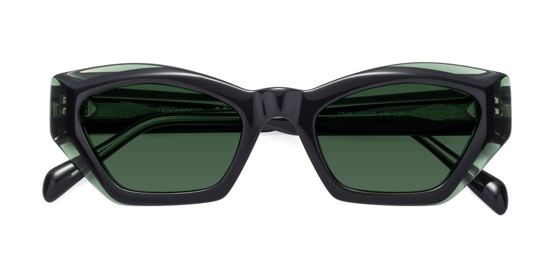 Folded Front of 1549 in Emerald with Green Tinted Lenses