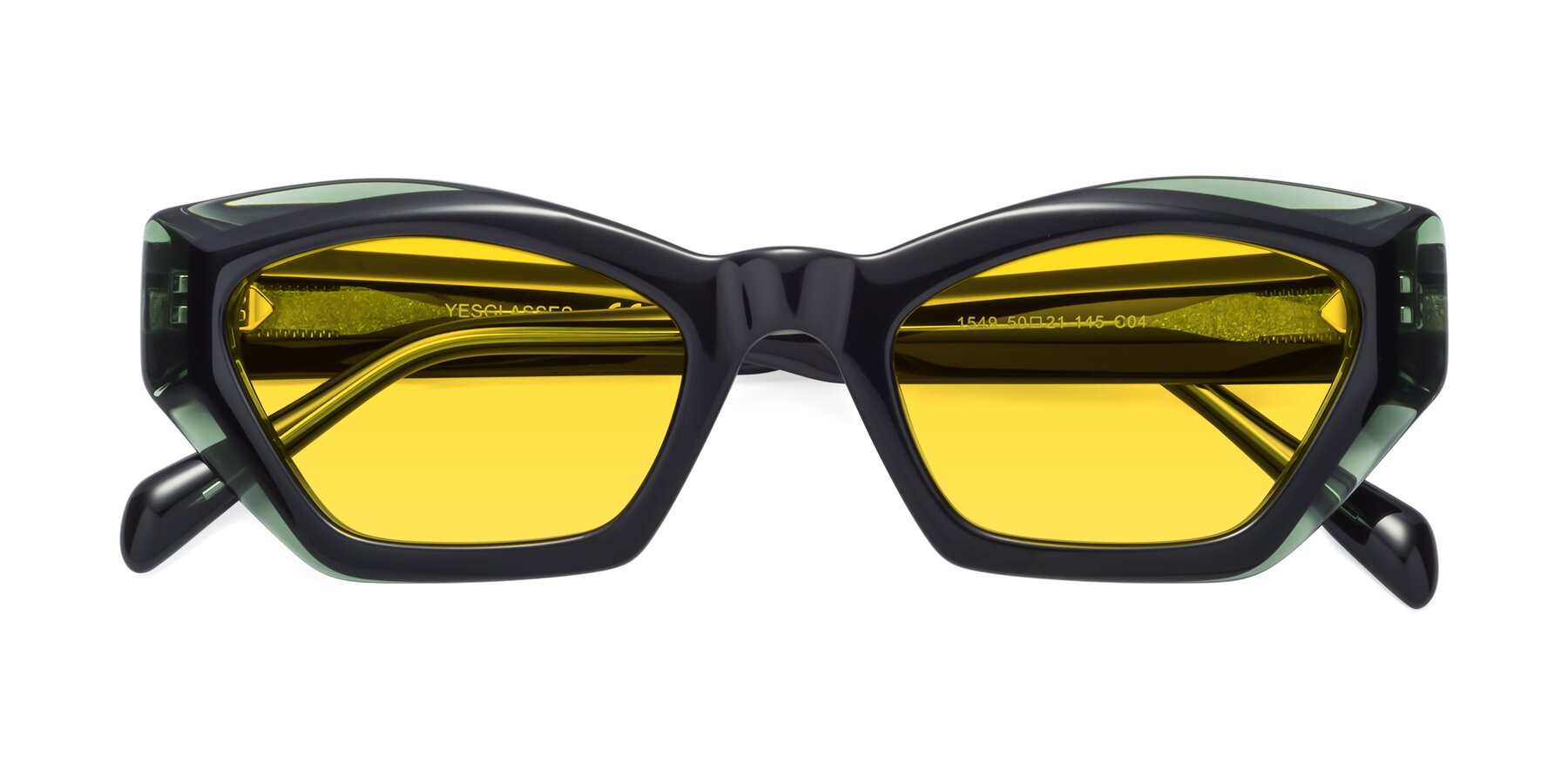 Folded Front of 1549 in Emerald with Yellow Tinted Lenses