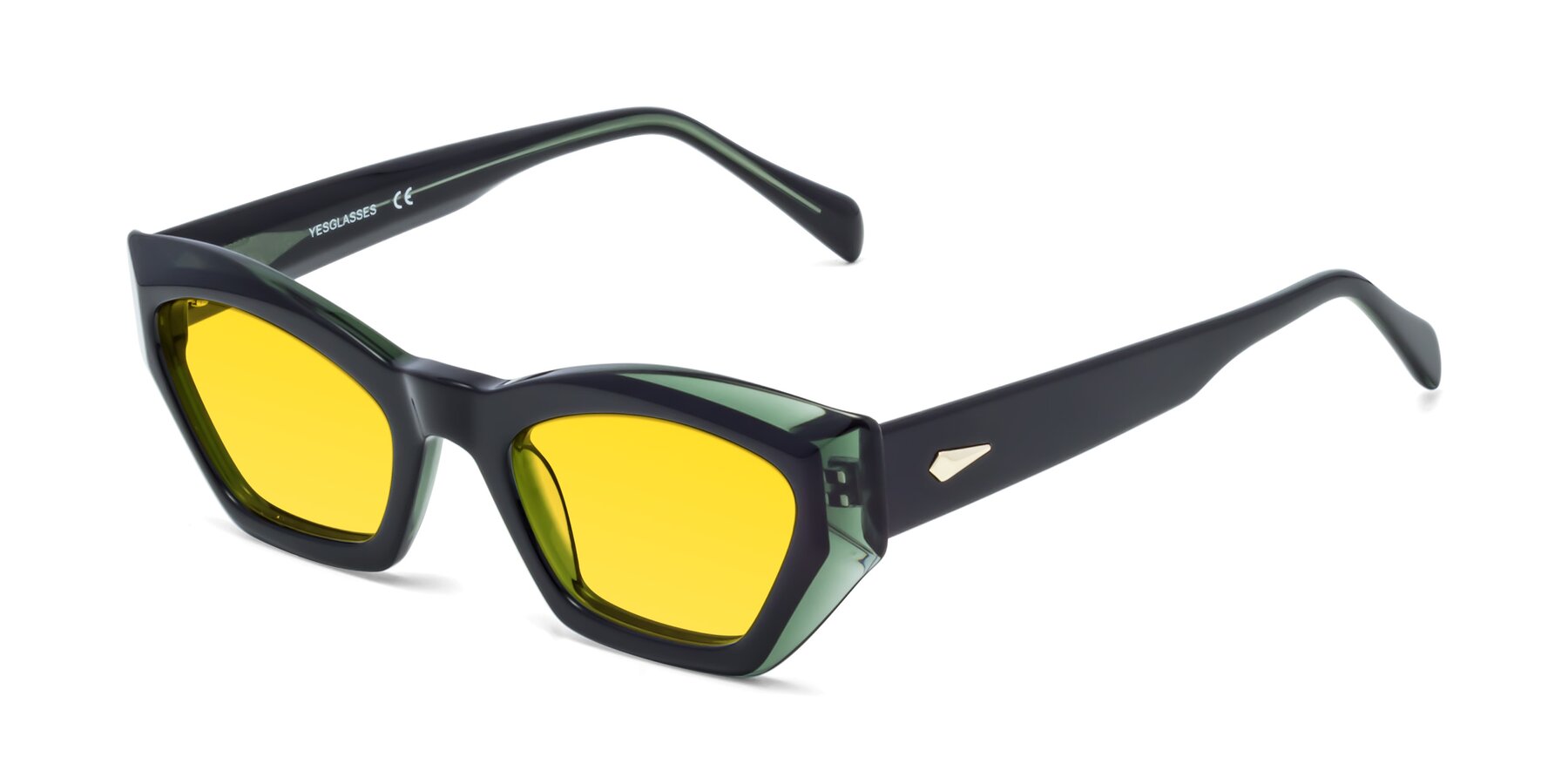 Angle of 1549 in Emerald with Yellow Tinted Lenses