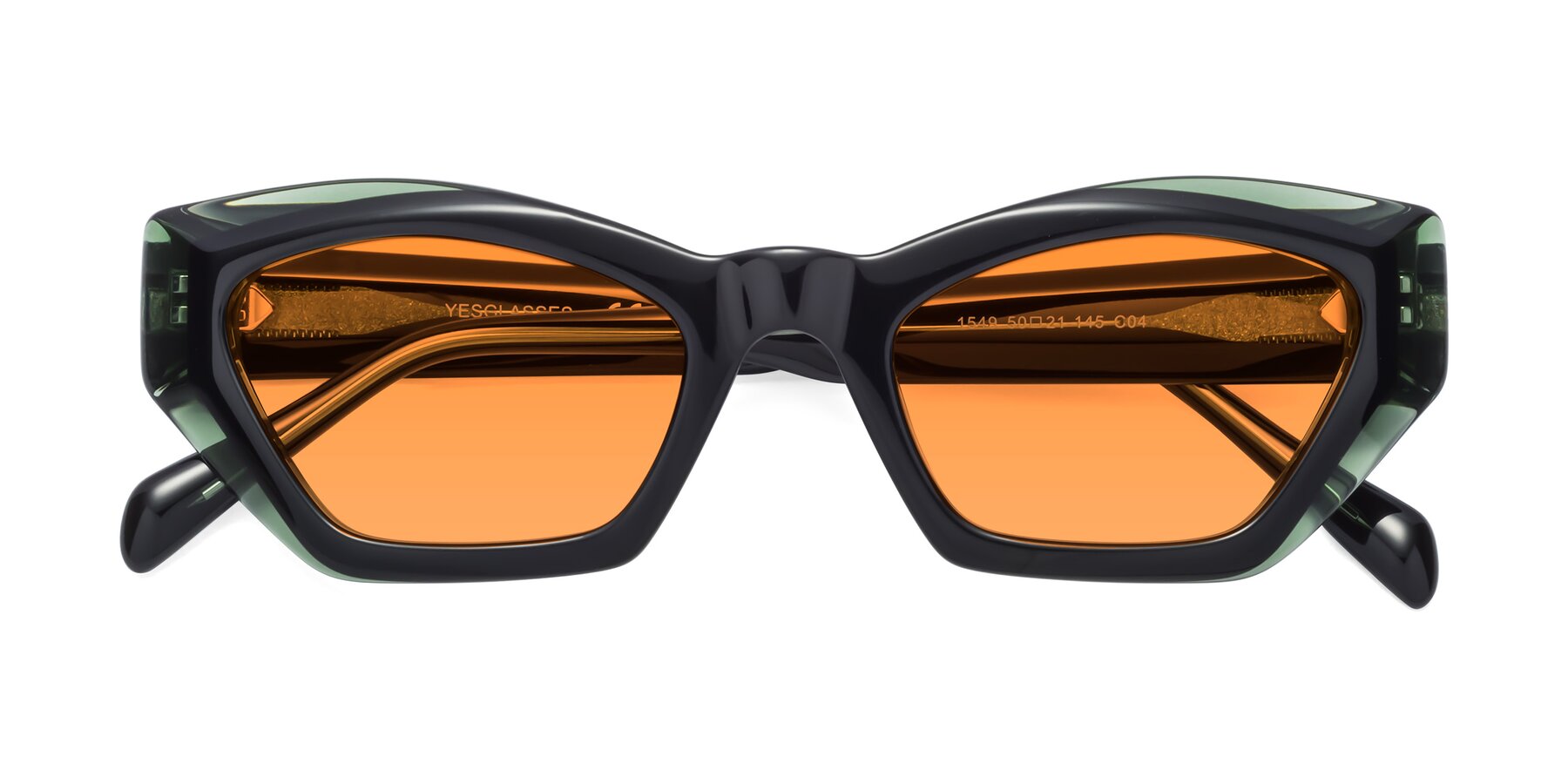 Folded Front of 1549 in Emerald with Orange Tinted Lenses