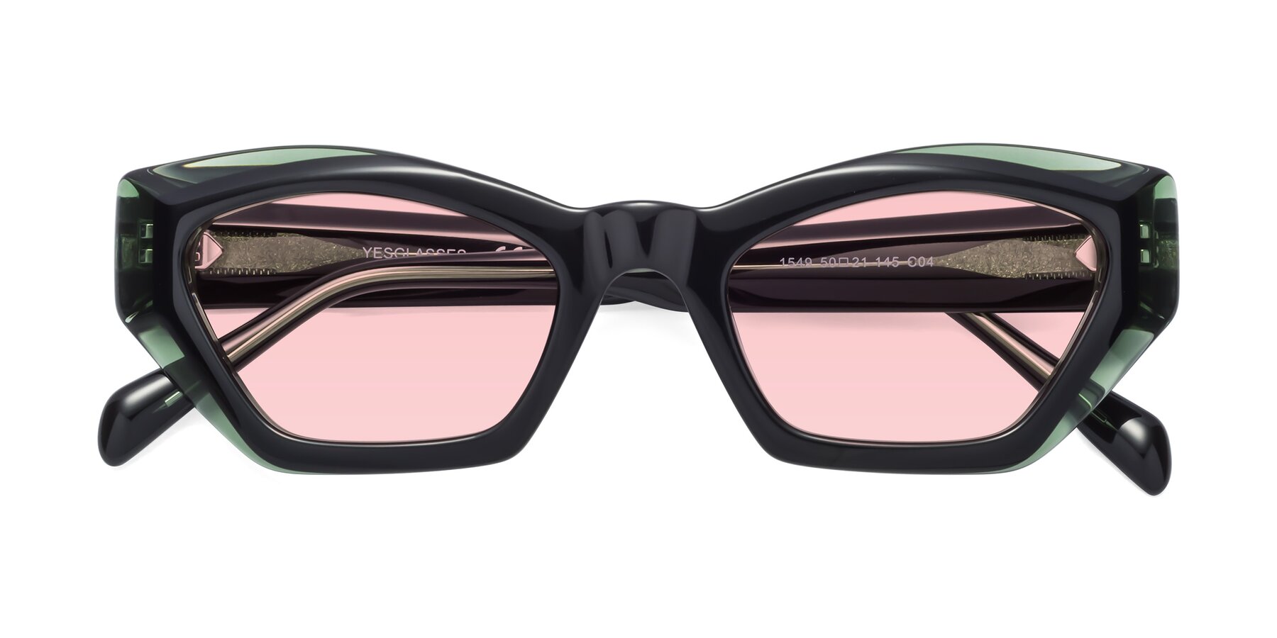 Folded Front of 1549 in Emerald with Light Garnet Tinted Lenses