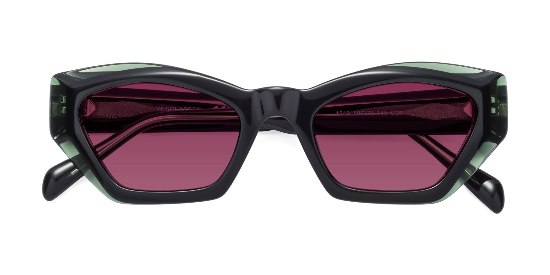 Folded Front of 1549 in Emerald with Wine Tinted Lenses