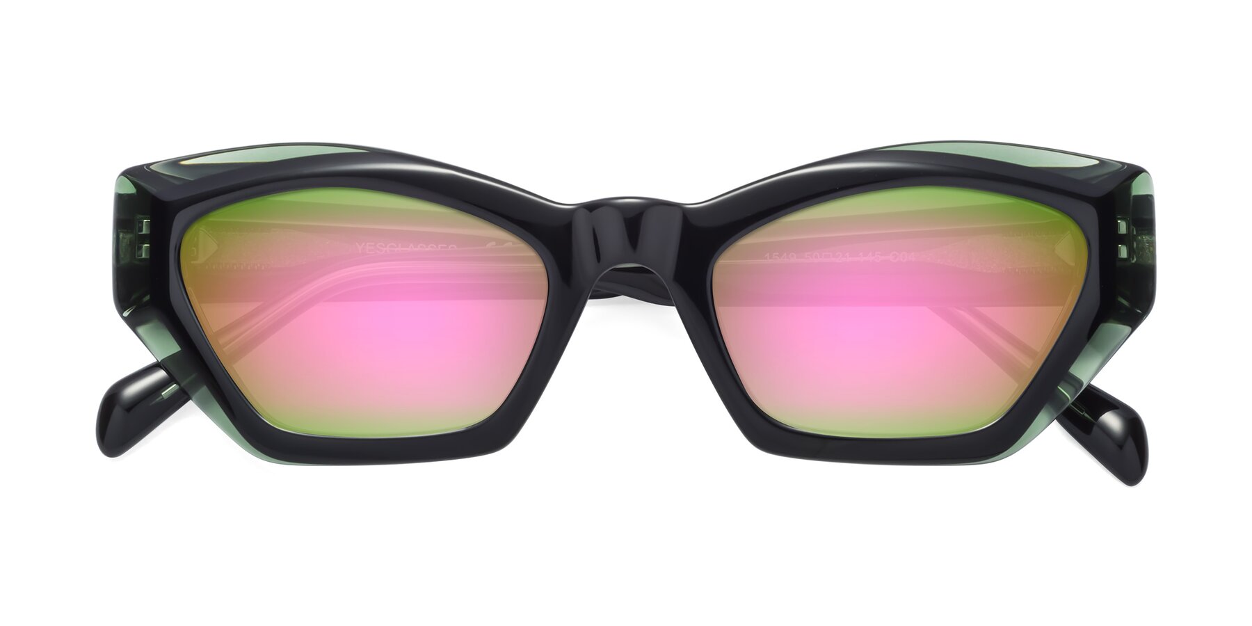 Folded Front of 1549 in Emerald with Pink Mirrored Lenses