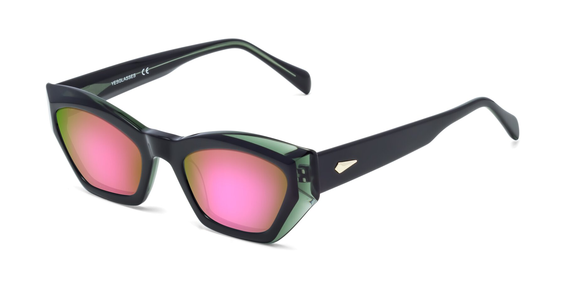 Angle of 1549 in Emerald with Pink Mirrored Lenses