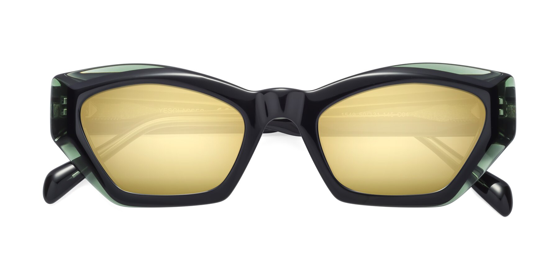 Folded Front of 1549 in Emerald with Gold Mirrored Lenses