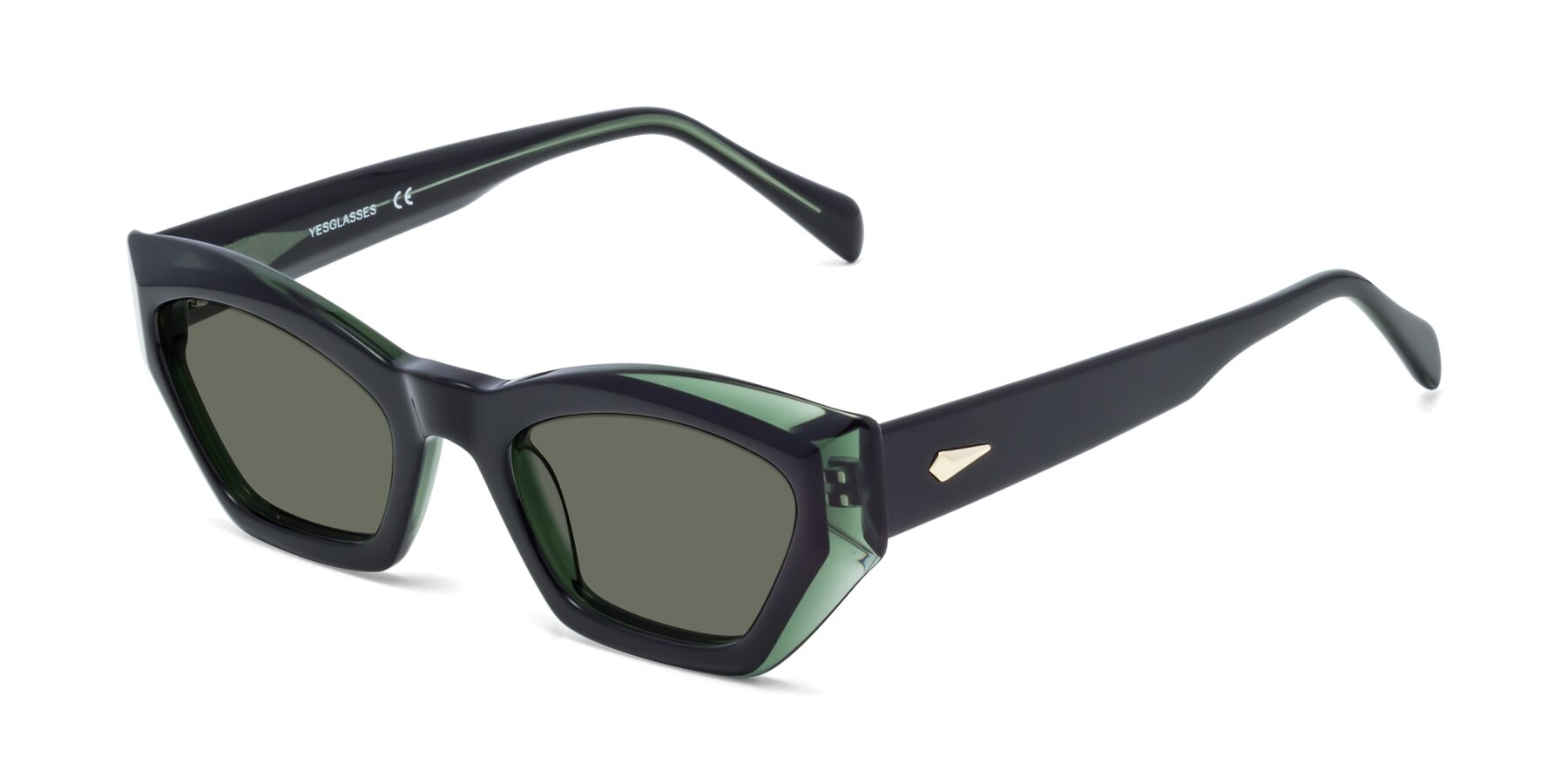Angle of 1549 in Emerald with Gray Polarized Lenses