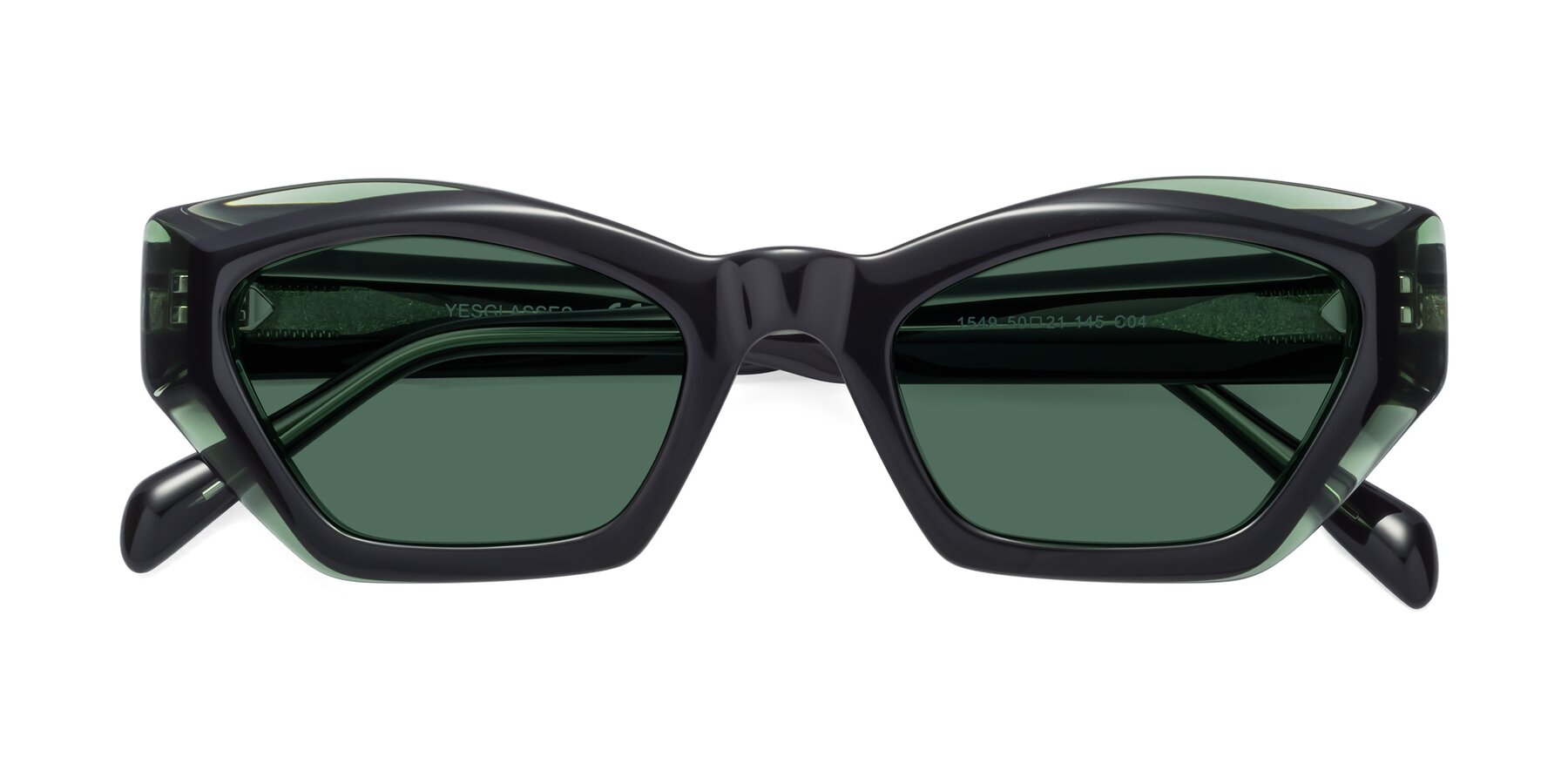 Folded Front of 1549 in Emerald with Green Polarized Lenses