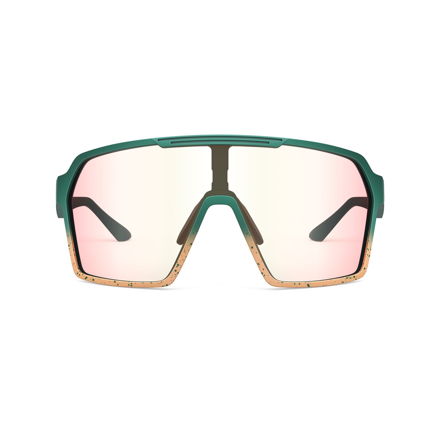 Flux XF - Pine Green/Apricot Sports Photochromic Mirrored Sunglasses