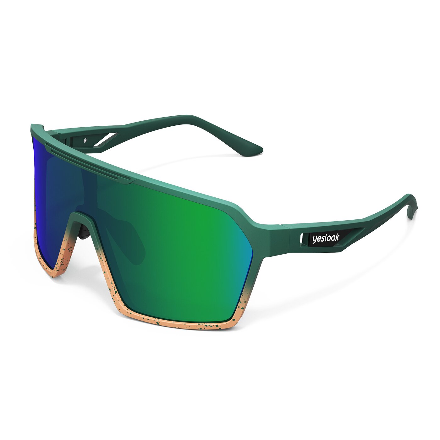 Flux XF - Pine Green/Apricot Sports Polarized Mirrored Sunglasses