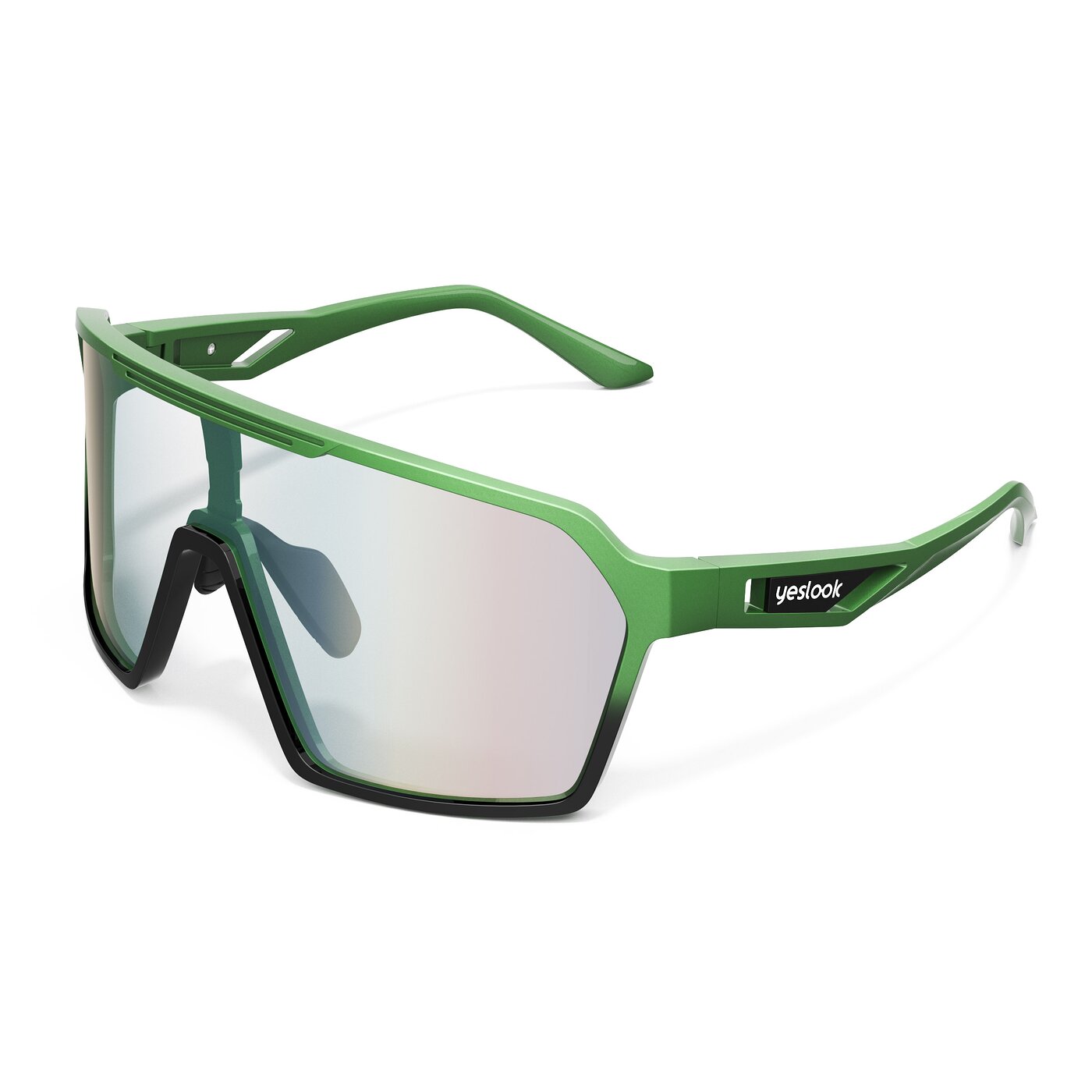 Flux XF - Metallic Green/Black Sports Photochromic Mirrored Sunglasses