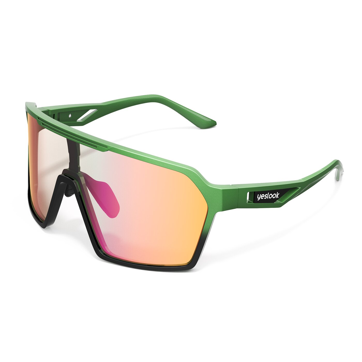 Flux XF - Metallic Green/Black Sports Photochromic Mirrored Sunglasses
