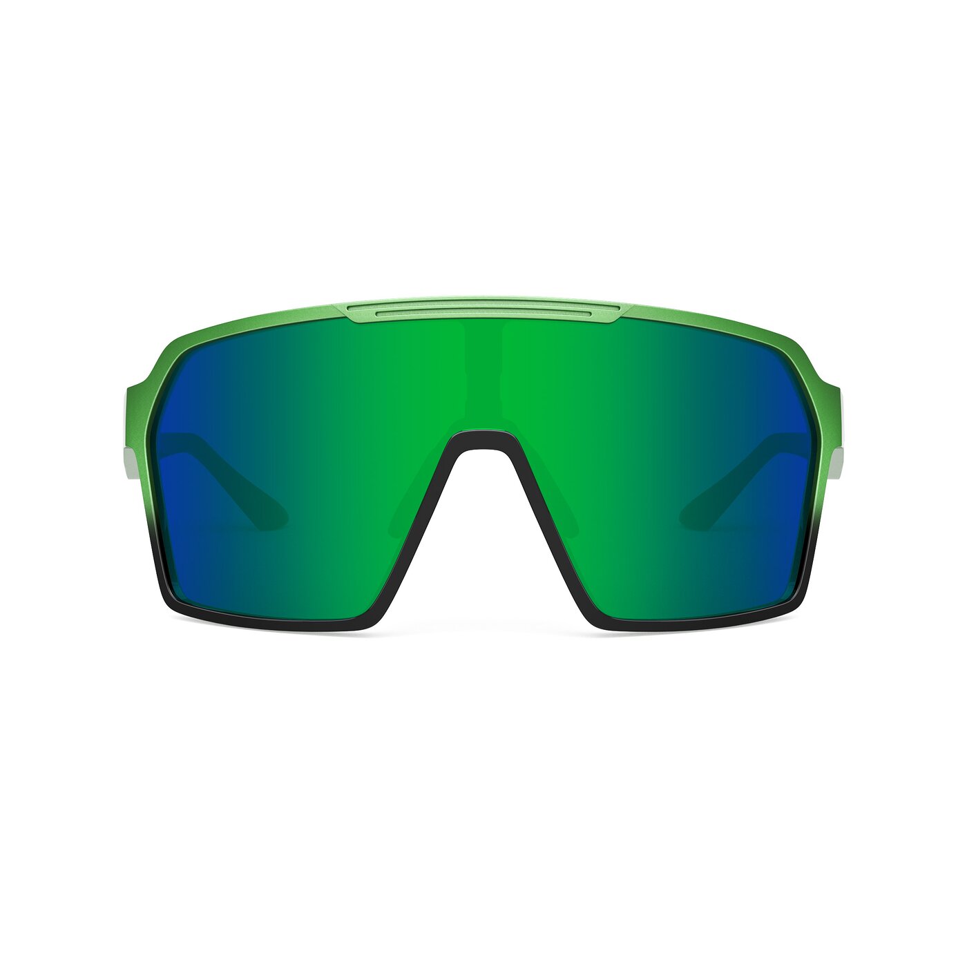 Flux XF - Metallic Green/Black Sports Polarized Mirrored Sunglasses