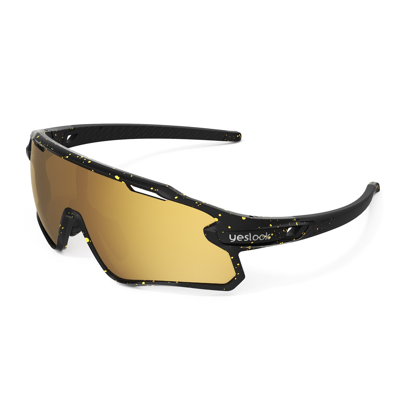 Talon XF - Matte Black/Yellow Speckle Sports Mirrored Sunglasses