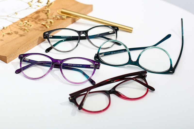Transparent Gradient Violet Hipster Acetate Cat-Eye Eyeglasses - SR6050