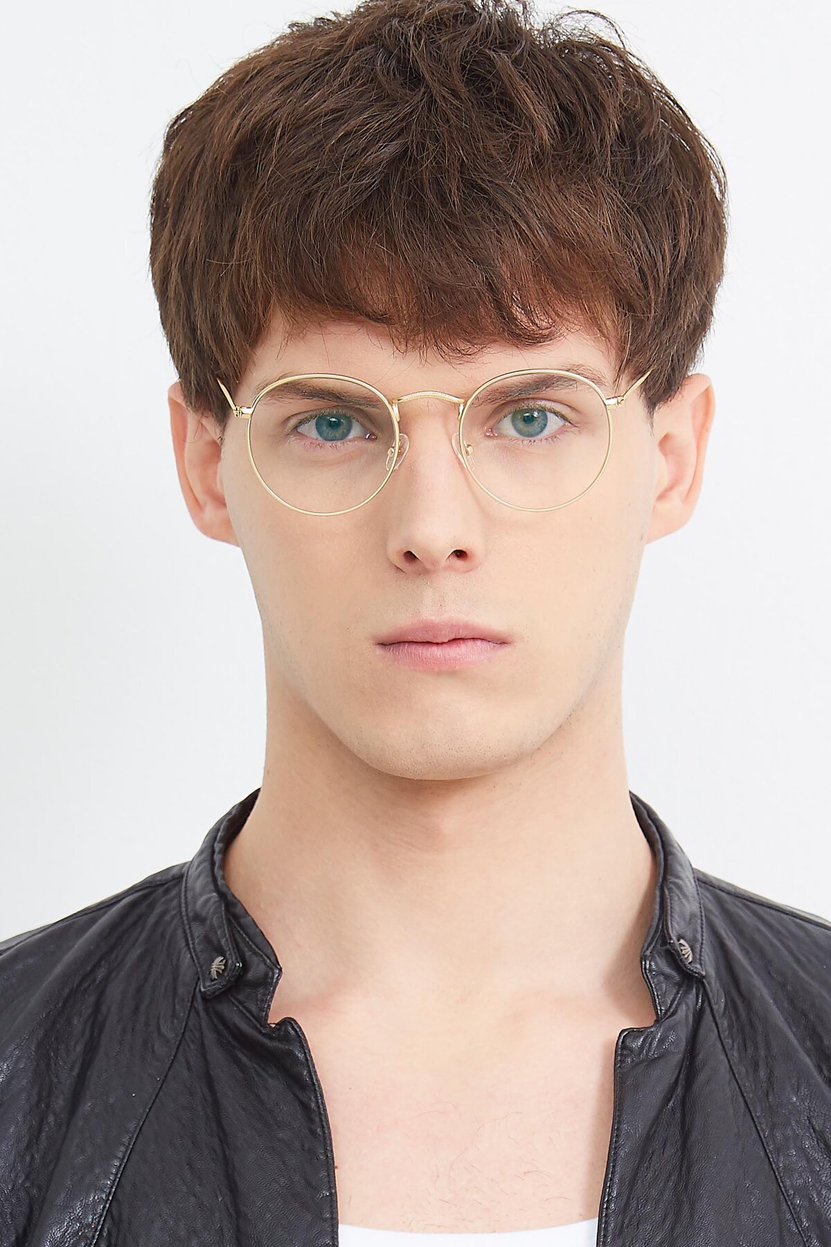 Men's lifestyle photography (portrait-1) of SR1552 in Gold with Clear Eyeglass Lenses