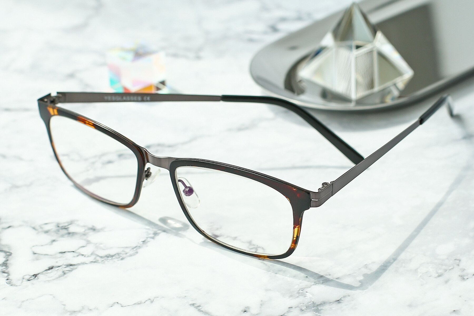 Lifestyle photography #2 of SR8030 in Tortoise-Gunmetal with Clear Reading Eyeglass Lenses
