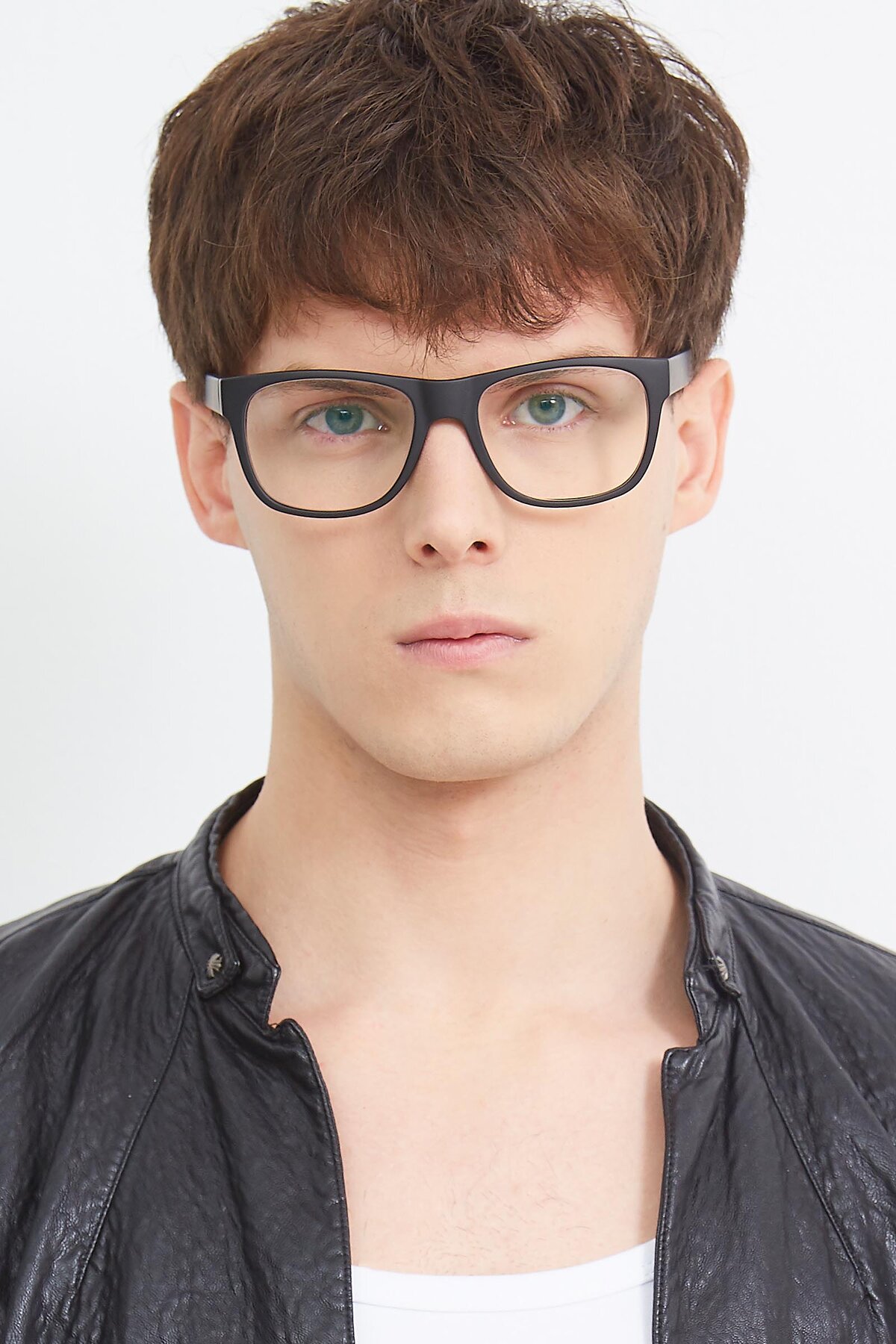 Men's lifestyle photography (portrait-1) of SSR213 in Matte Black with Clear Reading Eyeglass Lenses