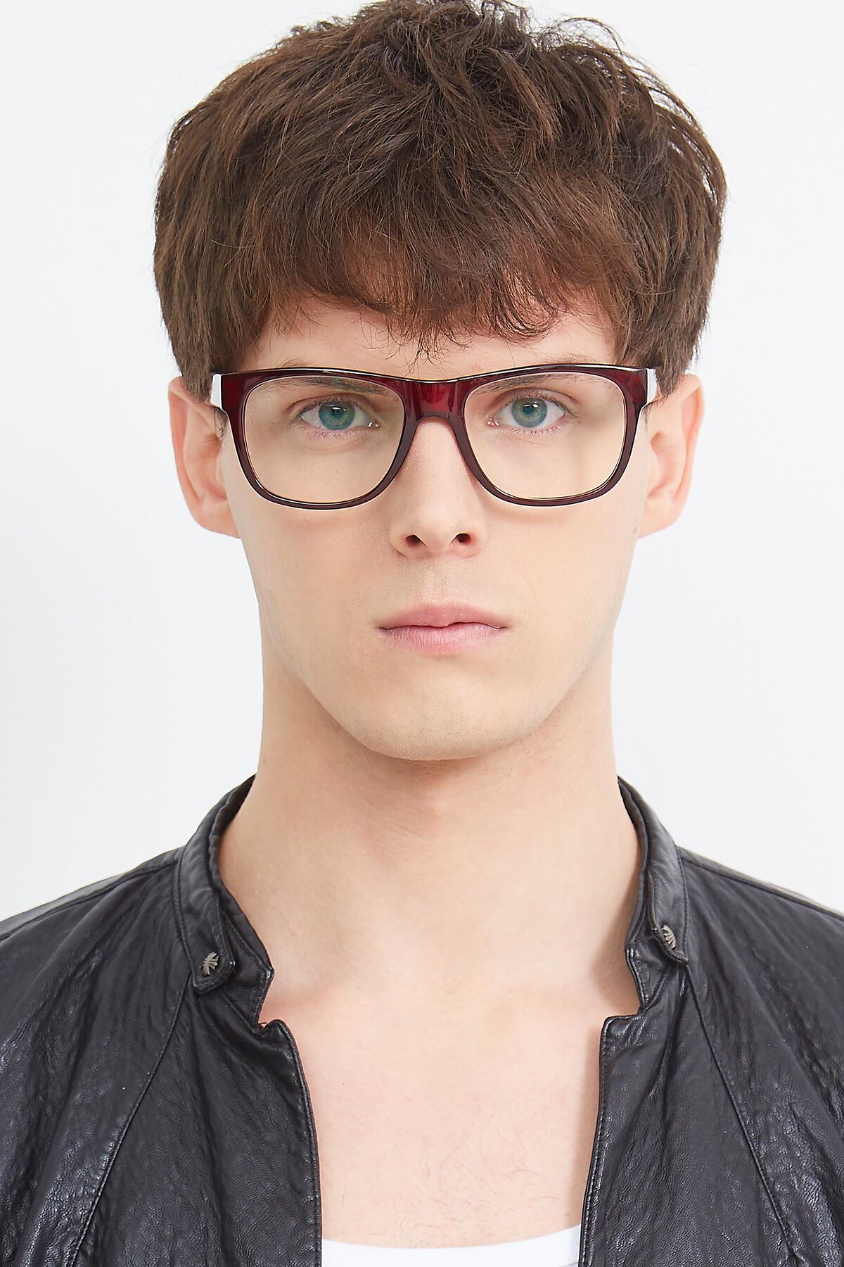 Men's lifestyle photography (portrait-1) of SSR213 in Wine with Clear Eyeglass Lenses