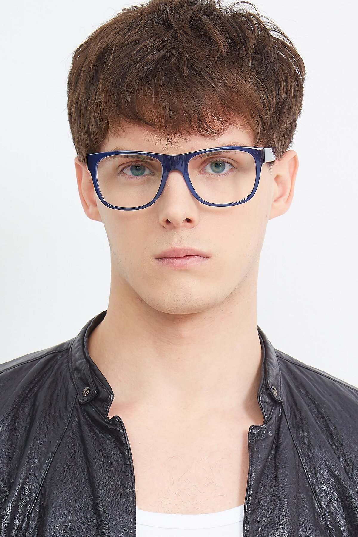 Men's lifestyle photography (portrait-1) of SSR213 in Blue with Clear Blue Light Blocking Lenses