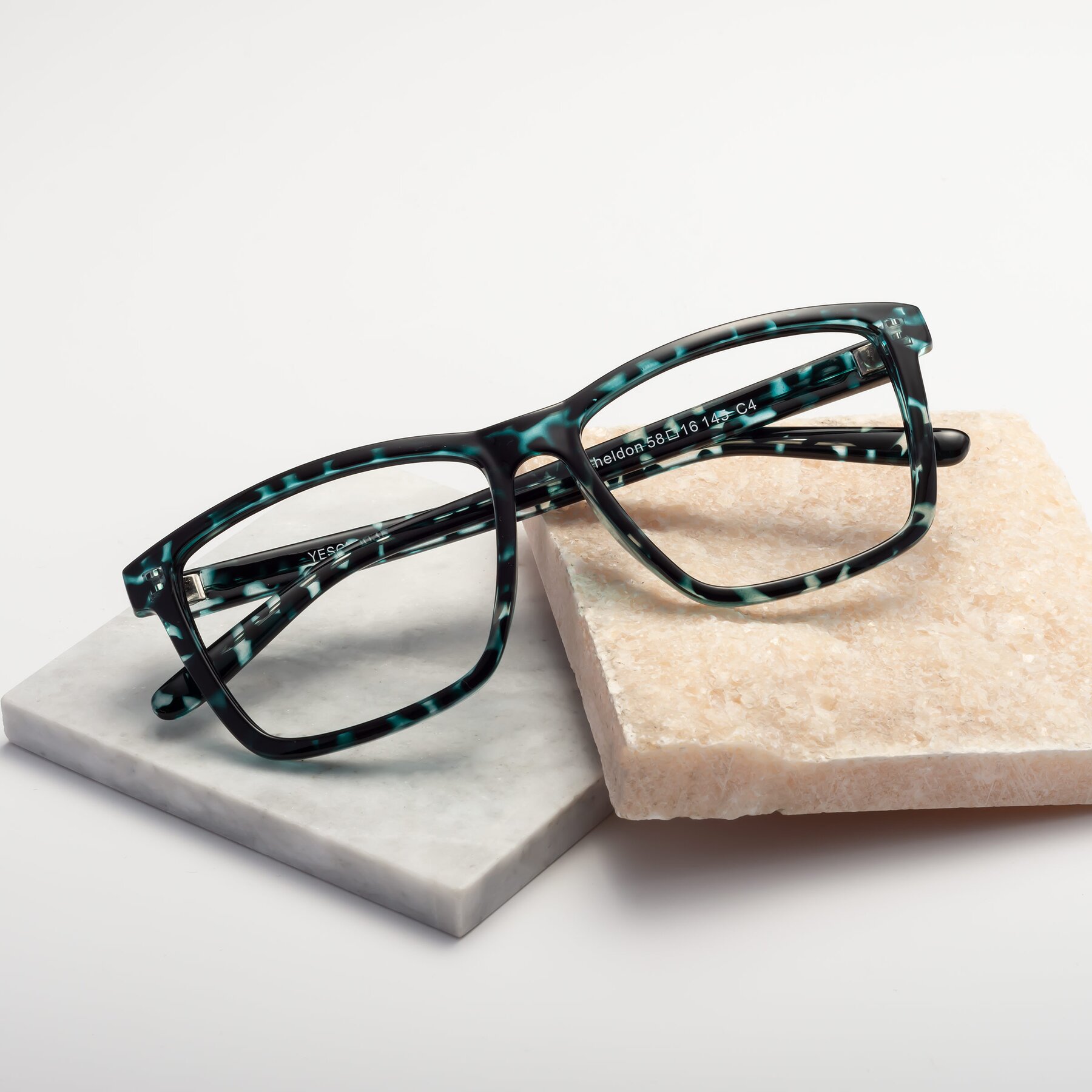 Lifestyle photography #1 of Sheldon in Blue Tortoise with Clear Eyeglass Lenses