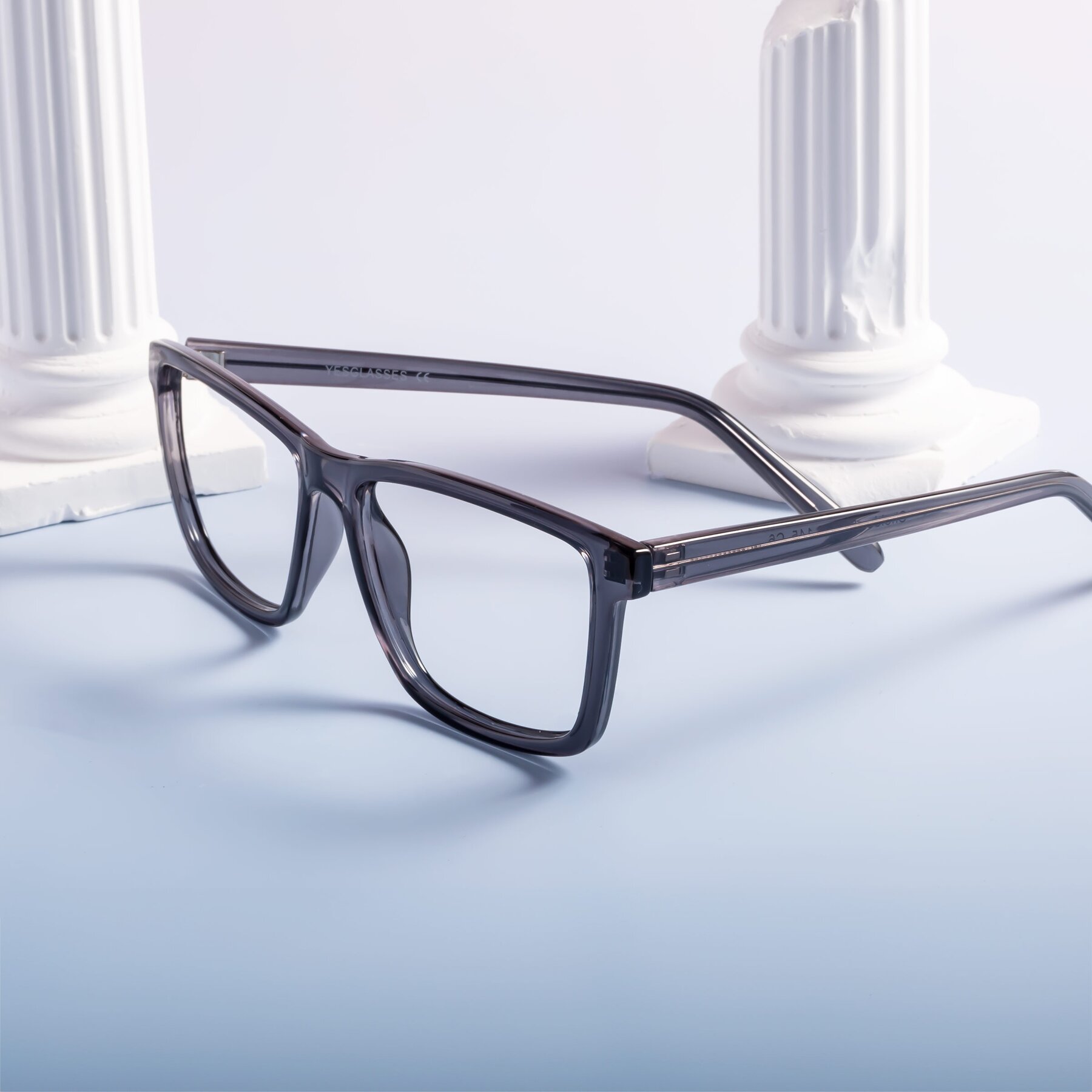 Lifestyle photography #2 of Sheldon in Transparent Gray with Clear Eyeglass Lenses