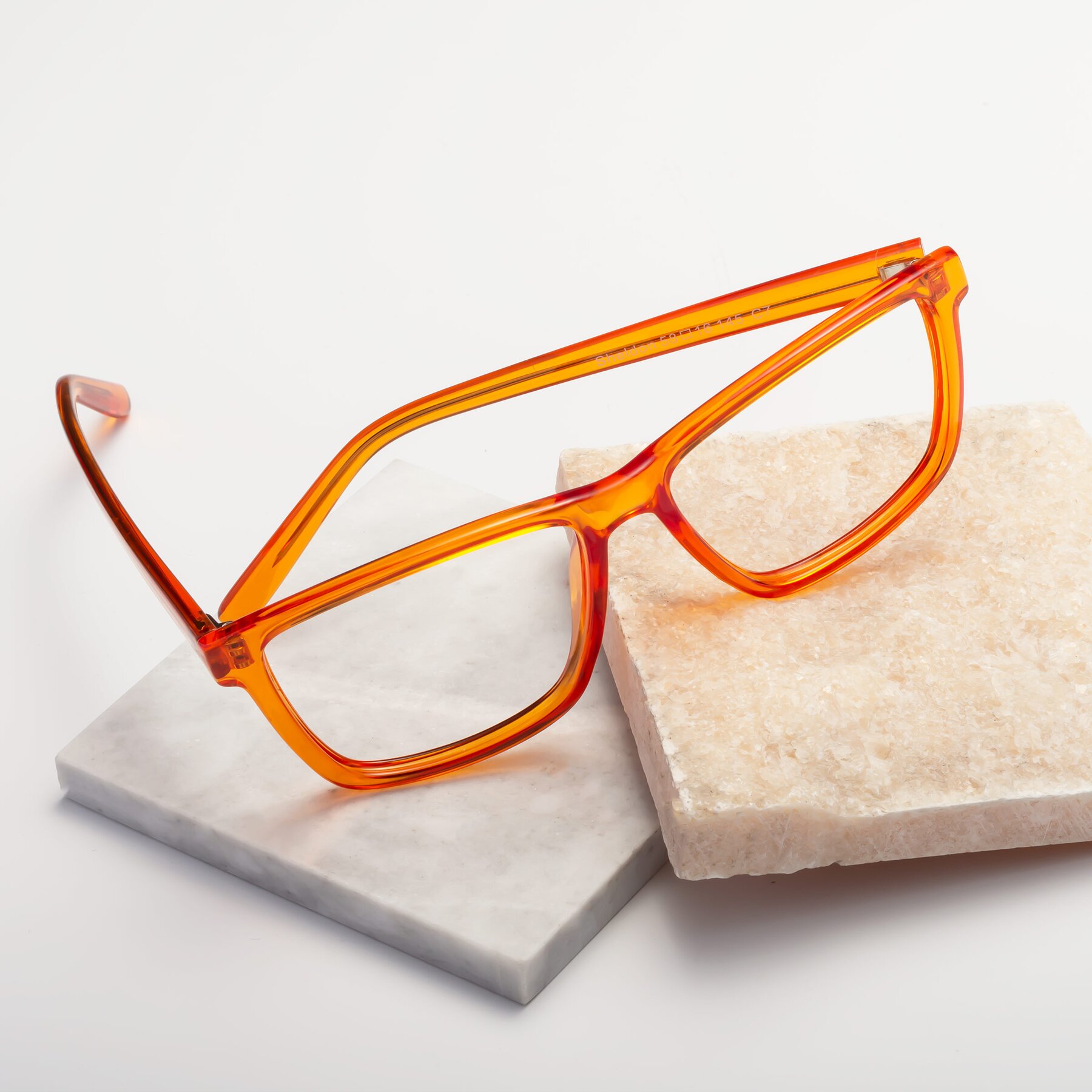 Lifestyle photography #2 of Sheldon in Orange with Clear Eyeglass Lenses