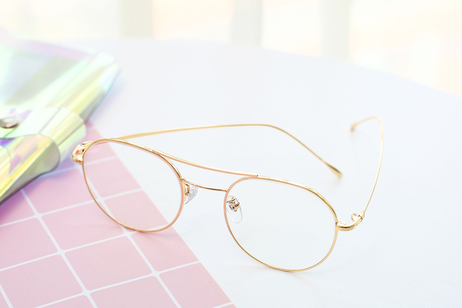 Lifestyle photography #2 of DSR106 in Gold with Clear Reading Eyeglass Lenses