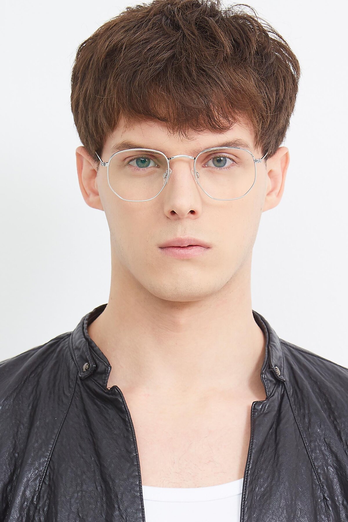 Men's lifestyle photography (portrait-1) of SSR1943 in Silver with Clear Reading Eyeglass Lenses