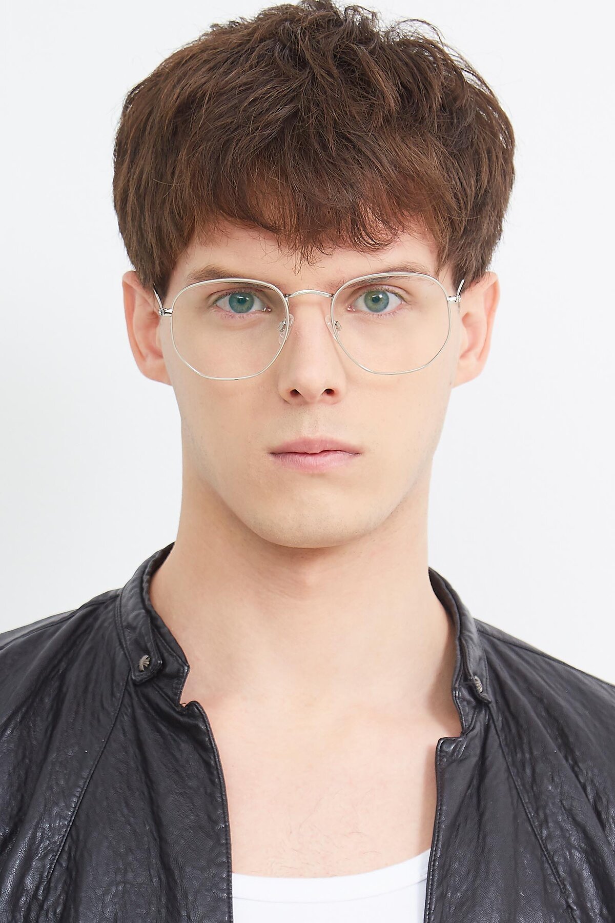 Men's lifestyle photography (portrait-1) of SSR1944 in Silver with Clear Reading Eyeglass Lenses