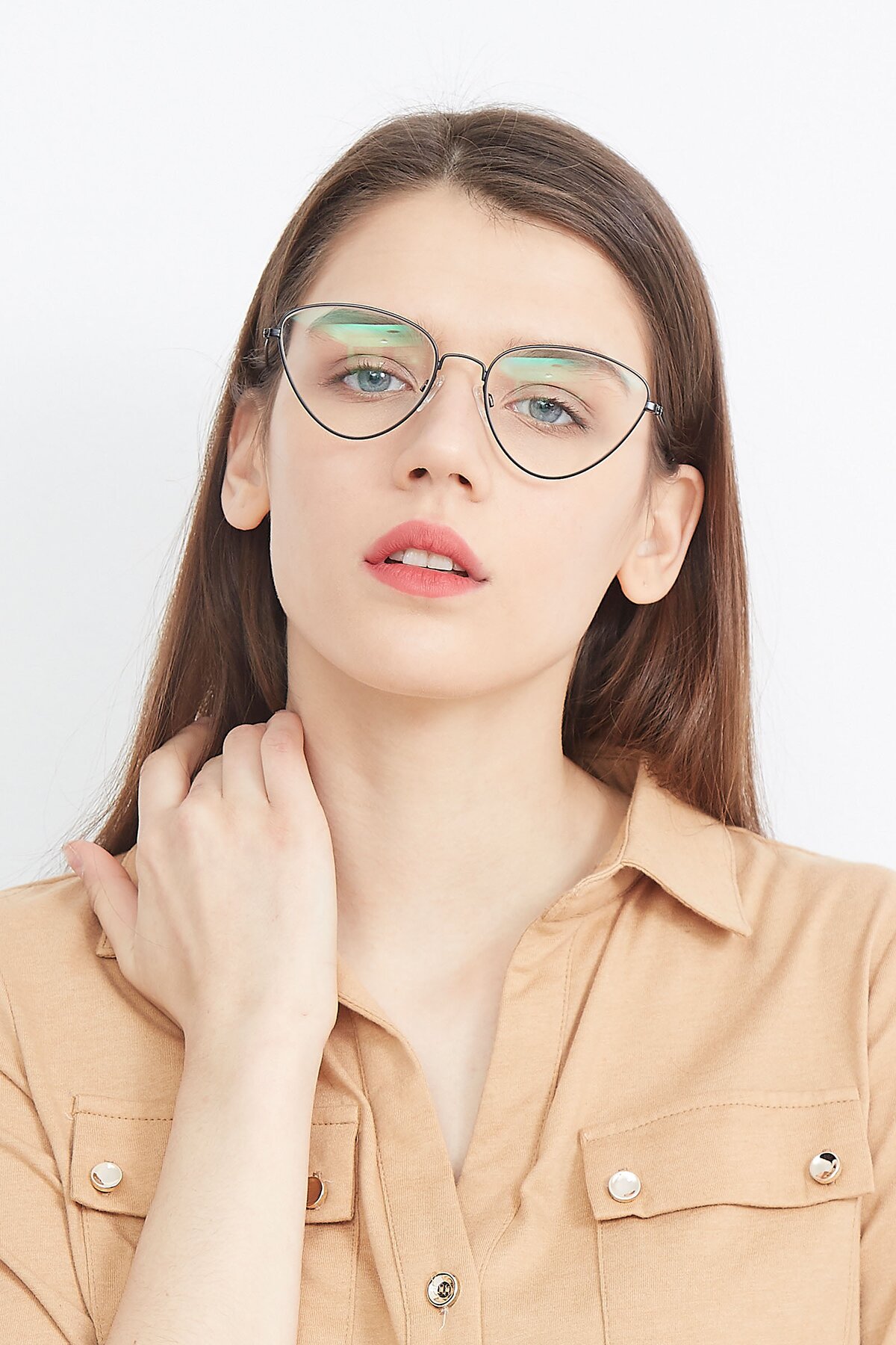 Women's lifestyle photography (portrait-1) of Butterfly Effect in Black with Clear Reading Eyeglass Lenses