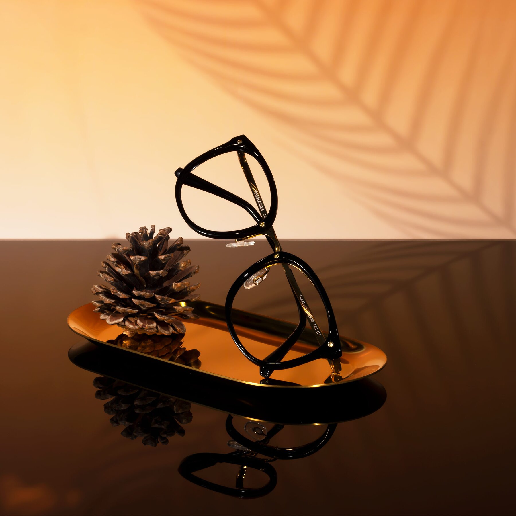 Women's lifestyle photography #1 of Timeless in Black-Gold with Clear Reading Eyeglass Lenses