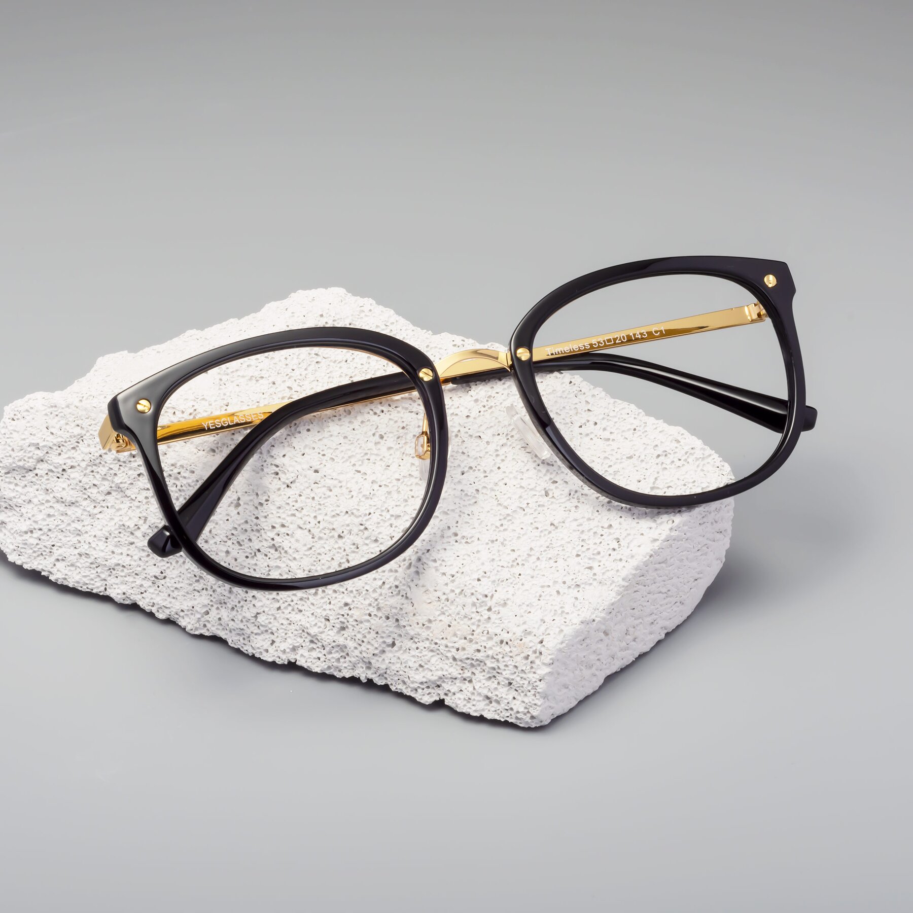 Women's lifestyle photography #2 of Timeless in Black-Gold with Clear Eyeglass Lenses