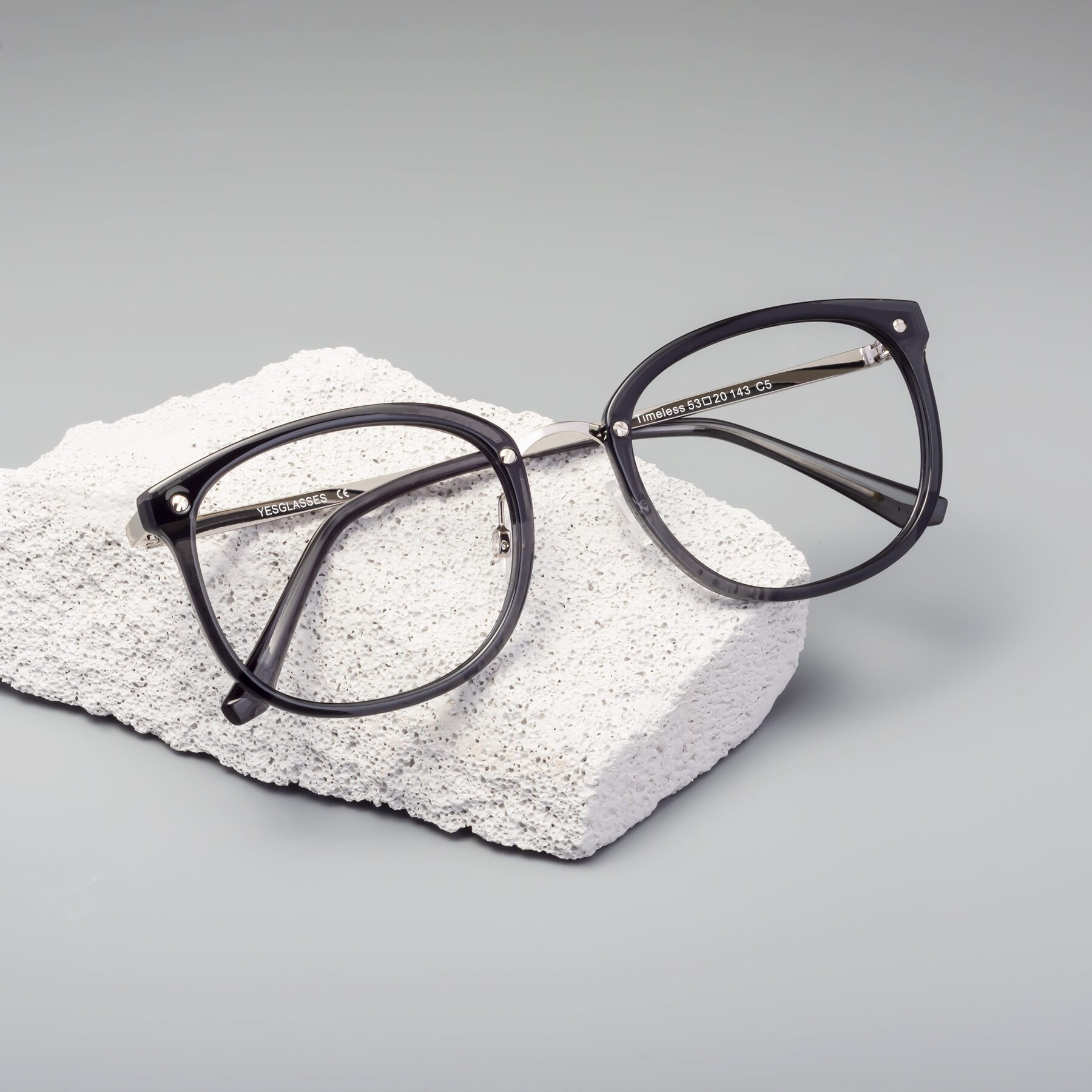 Lifestyle photography #2 of Timeless in Transparent Gray with Clear Blue Light Blocking Lenses
