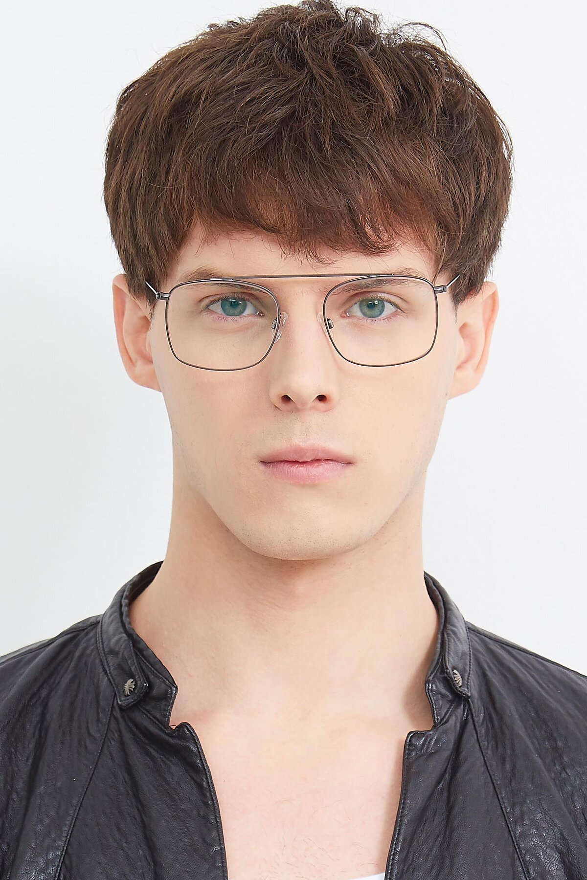 Men's lifestyle photography (portrait-1) of The Librarian in Gunmetal with Clear Blue Light Blocking Lenses