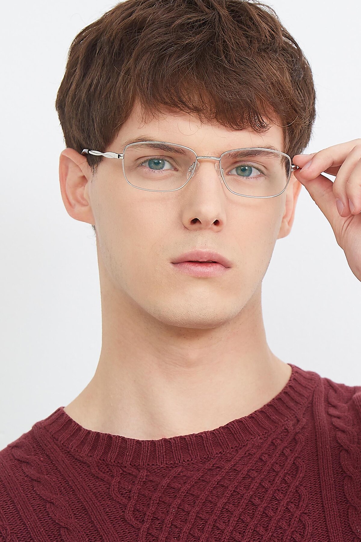 Men's lifestyle photography (portrait-1) of Brilliance in Silver with Clear Eyeglass Lenses