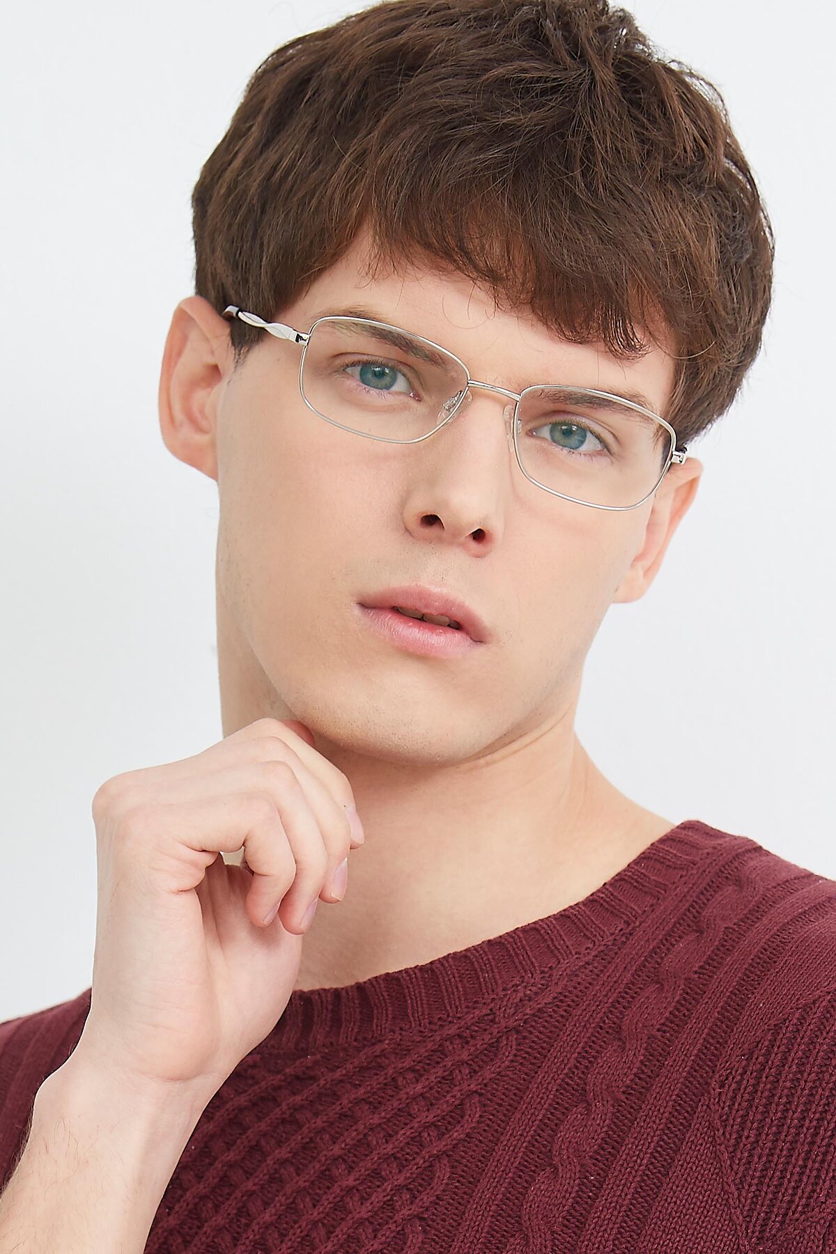 Men's lifestyle photography (portrait-2) of Brilliance in Silver with Clear Eyeglass Lenses