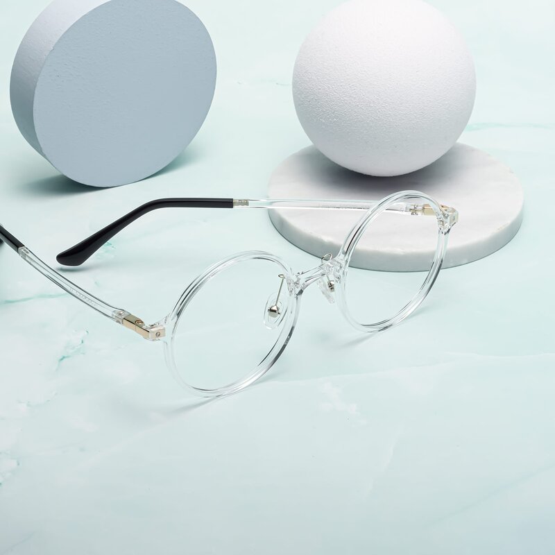 Clear Retro-Vintage Thin Round Eyeglasses - Lemon