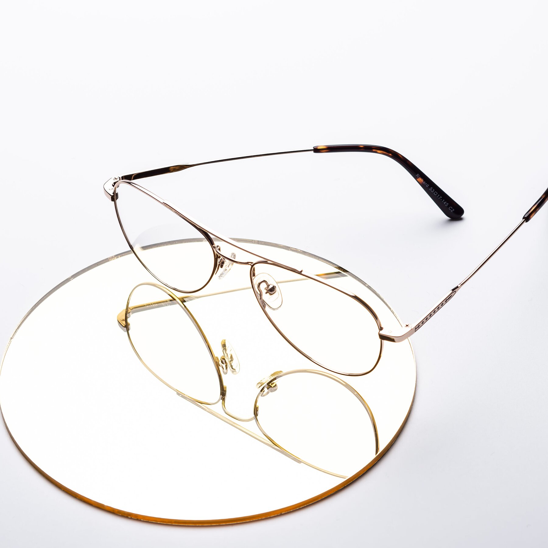 Lifestyle photography #1 of Richard in Gold with Clear Reading Eyeglass Lenses