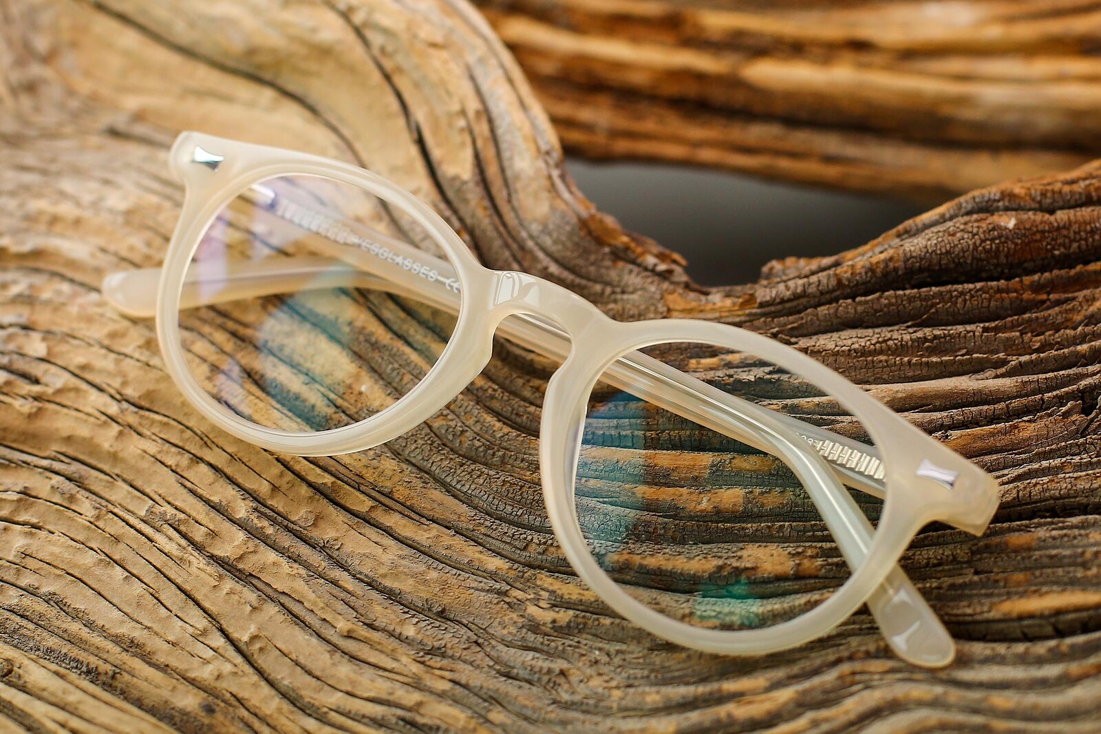 Beige GeekChic Keyhole Bridge Round Eyeglasses 17330