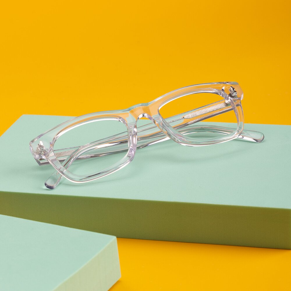 Clear Geek-Chic Thick Square Eyeglasses - Ben