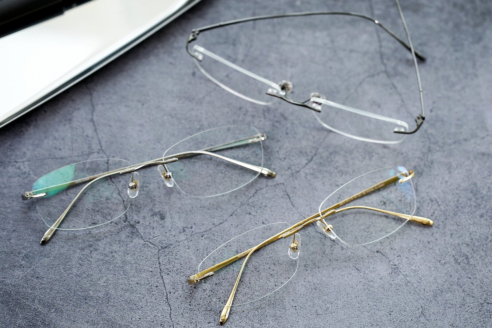 Gold Classic Rectangle Rimless Eyeglasses - Smart