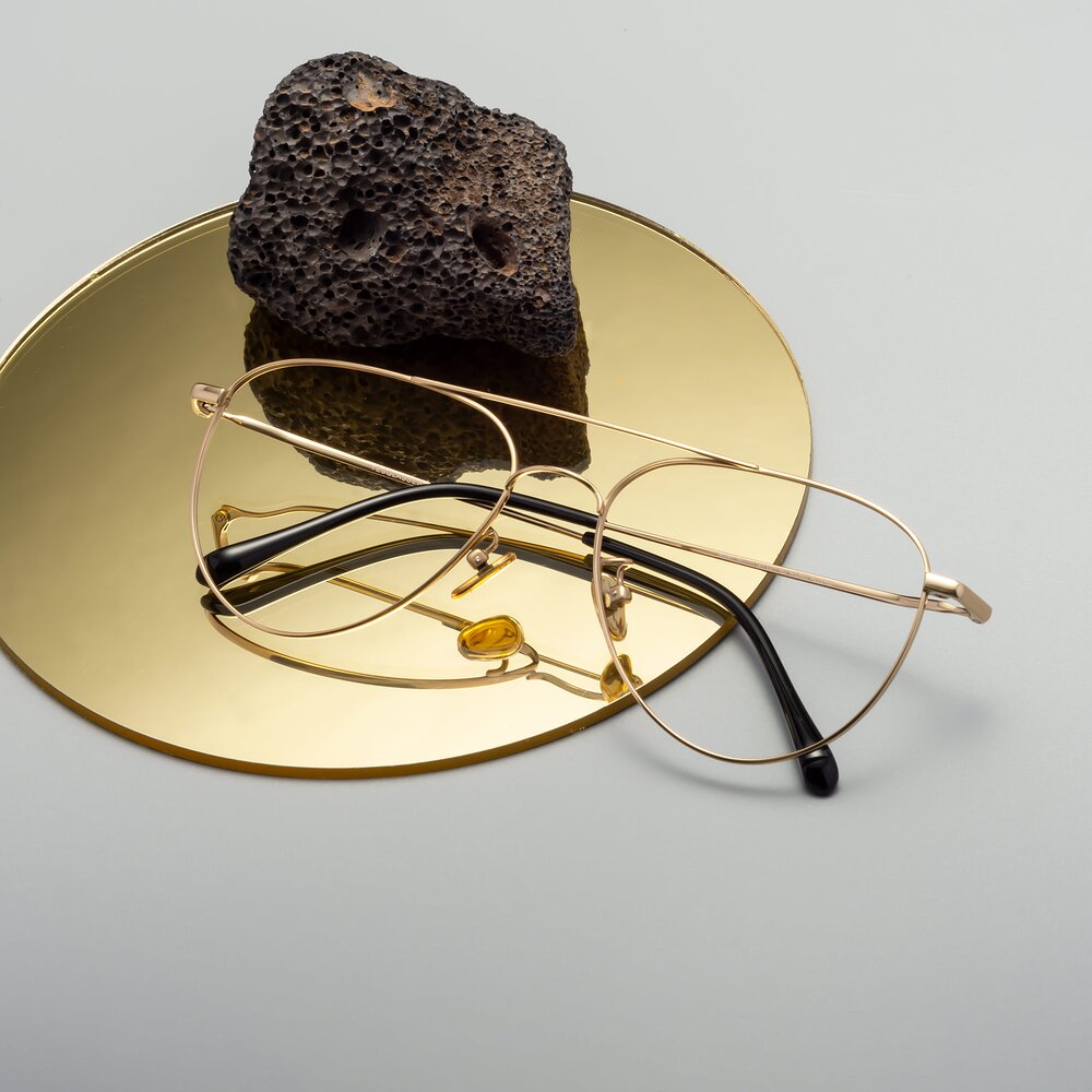 Gold Classic Titanium Aviator Eyeglasses