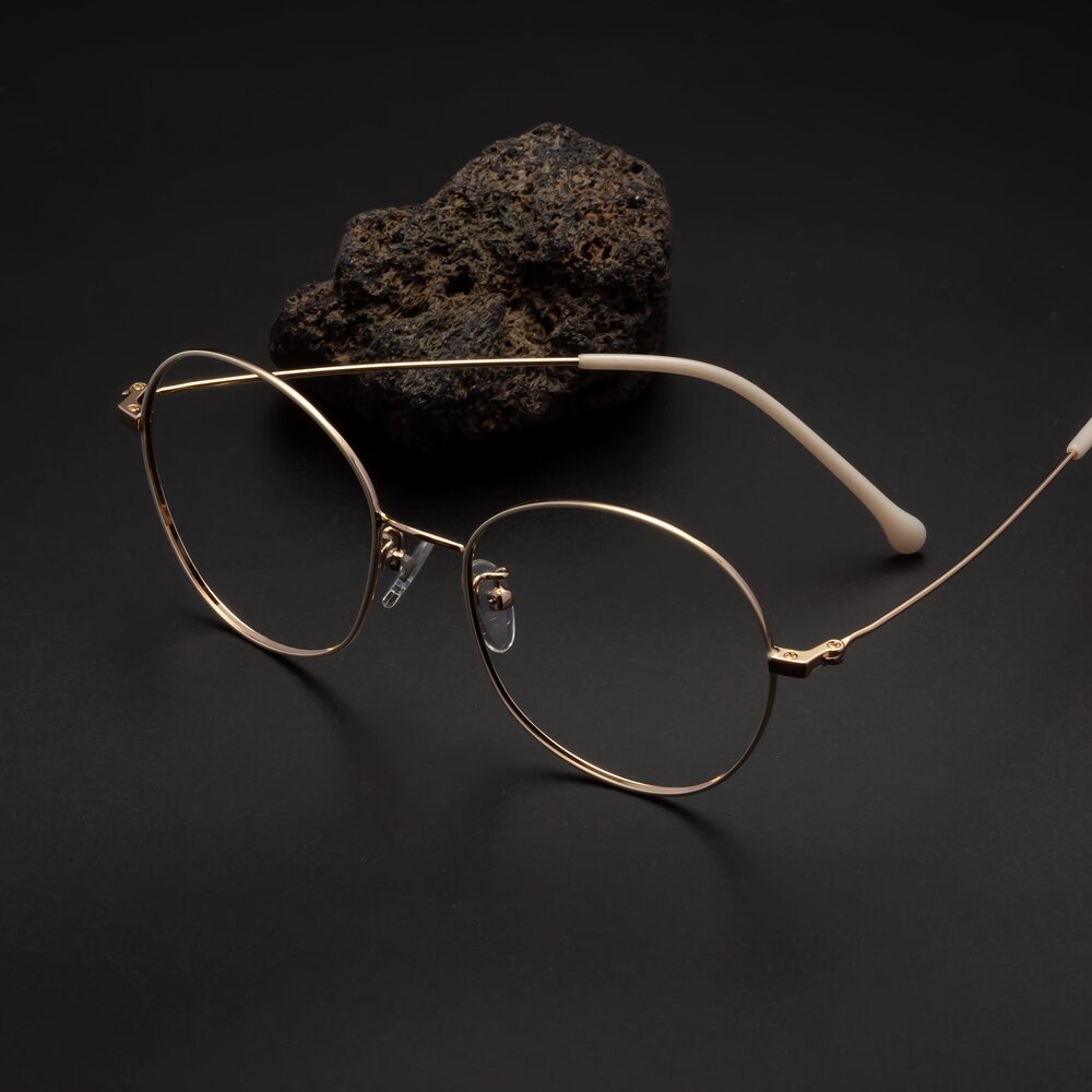 White / Gold Grandpa Oversized Round Eyeglasses Dallas