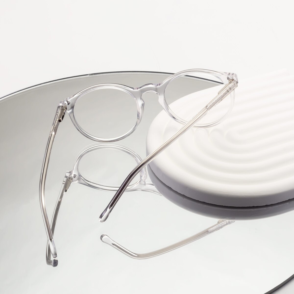 Clear Narrow Acetate Trapezoid Eyeglasses - Echo
