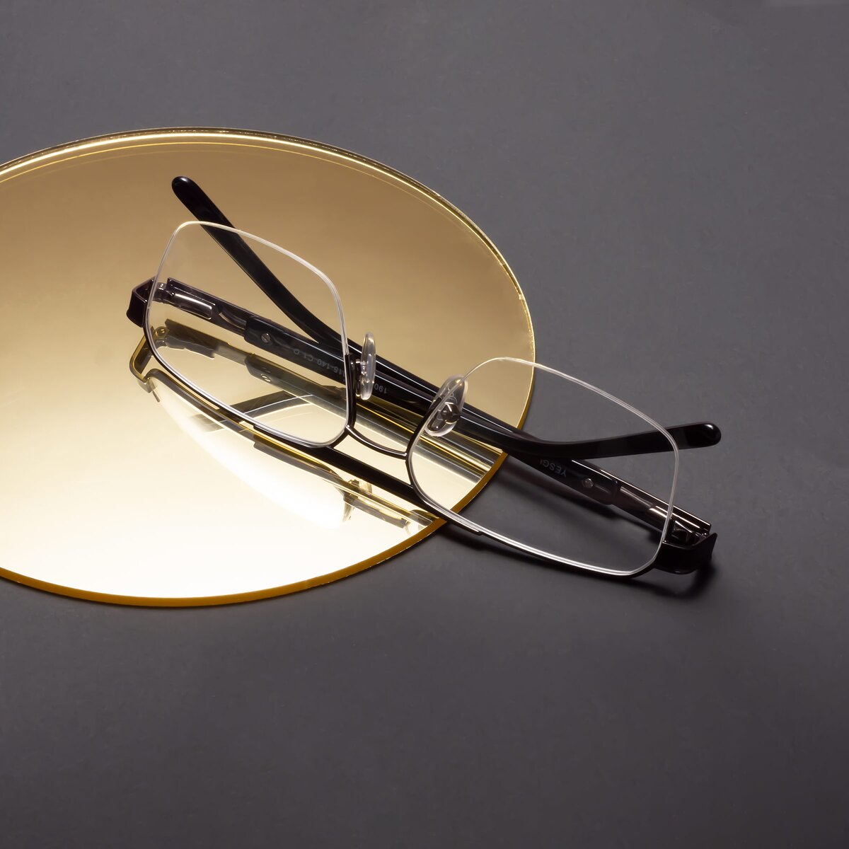 Black/Gunmetal Double Bridge Classic Semi-Rimless Eyeglasses - Chino