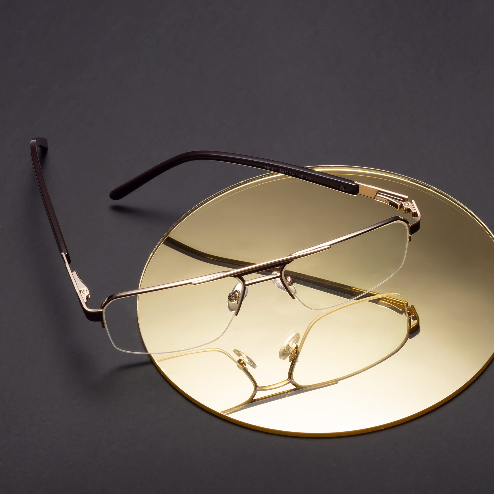 Black/Gold Double Bridge Classic Semi-Rimless Eyeglasses - Chino