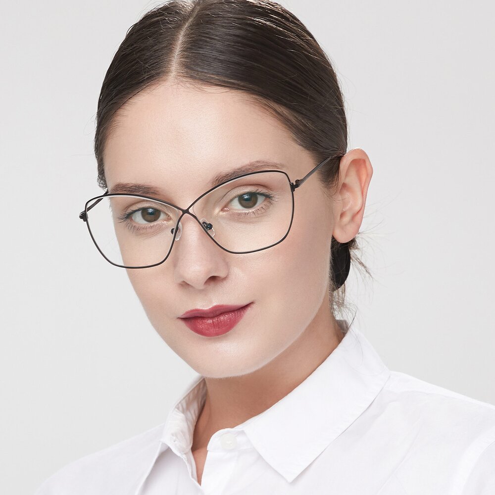 Black Hipster Oversized Butterfly Blue Light Glasses - 9412