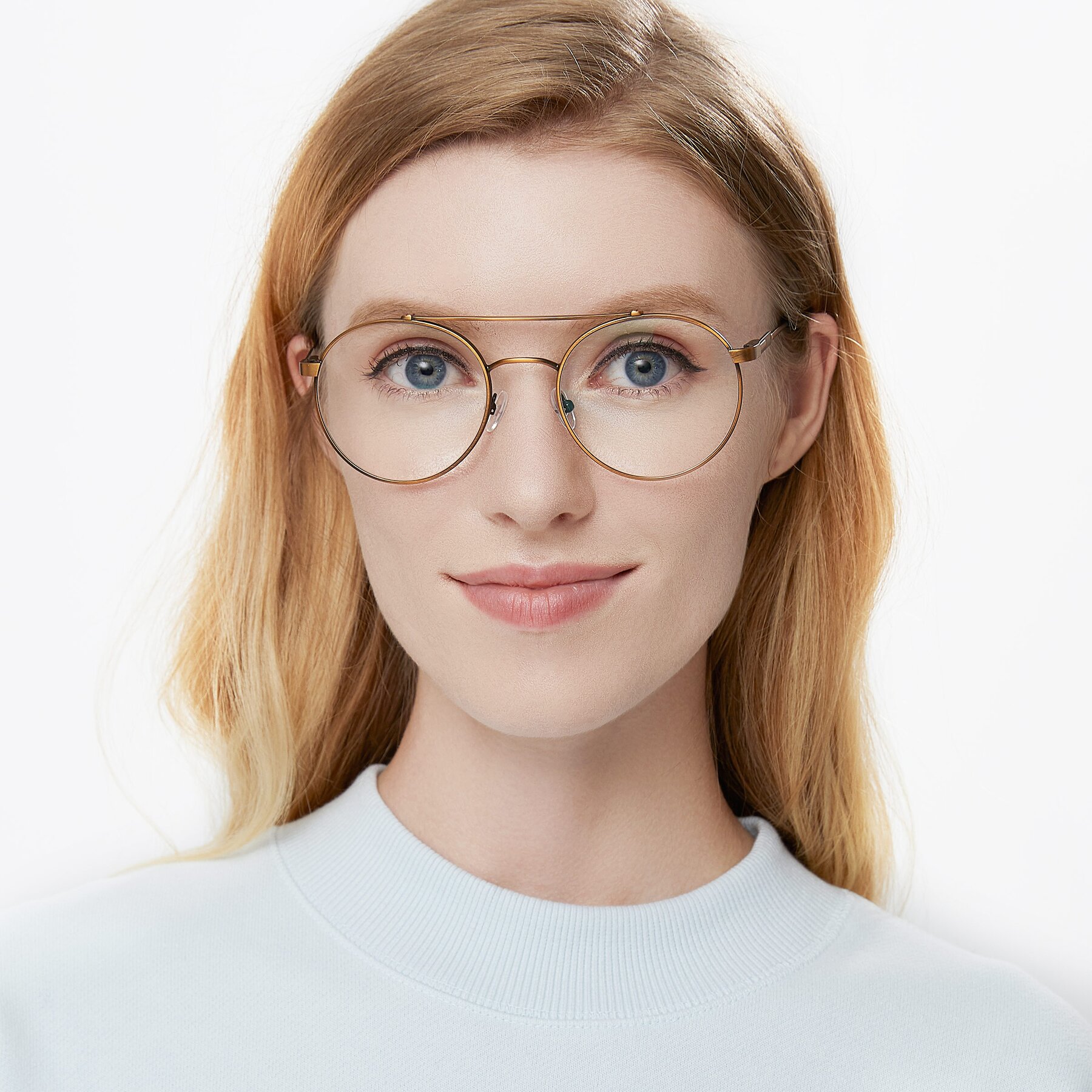 Women's lifestyle photography of 9490 in Antique Bronze with Clear Eyeglass Lenses